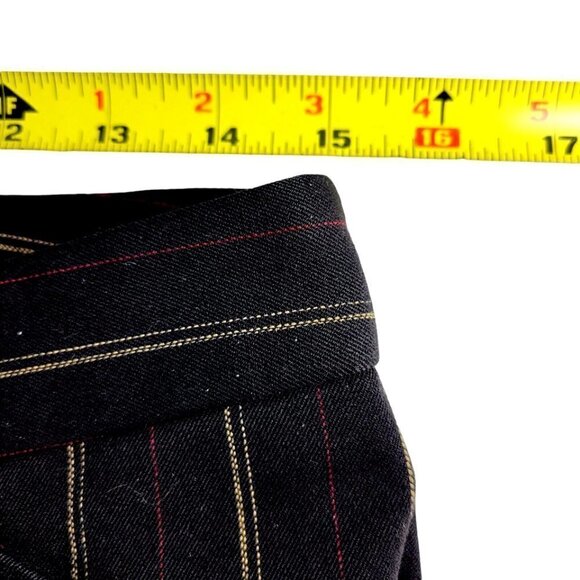 Karen Kane Bootcut Pants Size 6 Black Gold Red Pinstripe Zip Front Pockets 30X31 - Picture 5 of 8